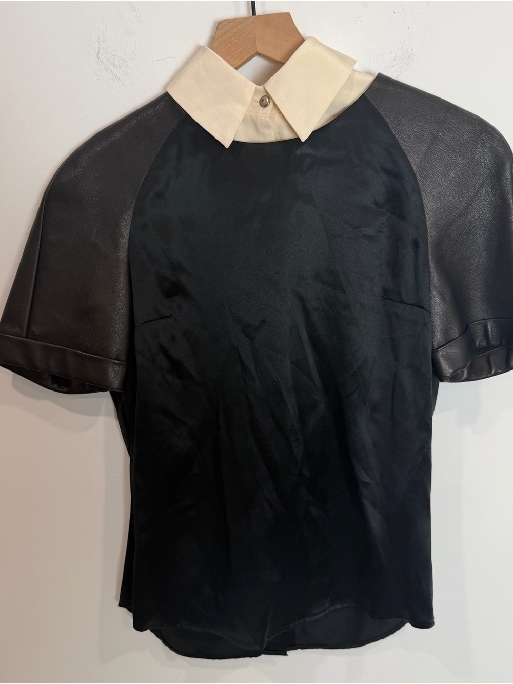 Kimberly Taylor Silk Leather Mixed Media Top